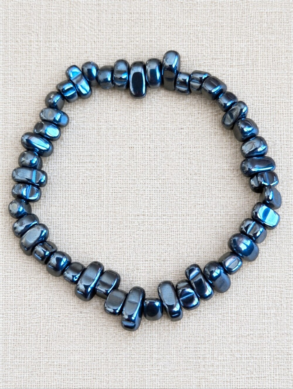Hematite Beaded Stretch Bracelet | Handmade
